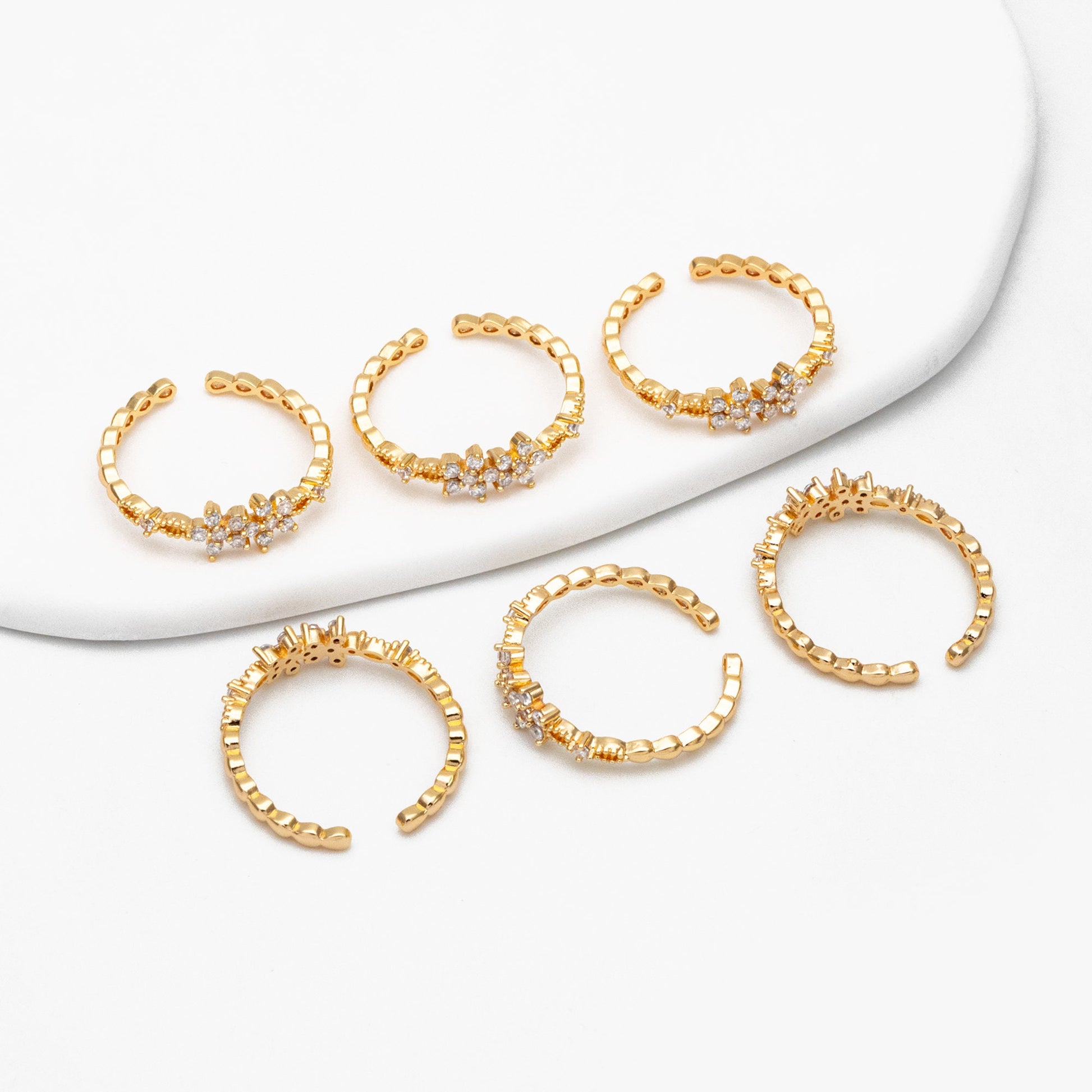 4pcs CZ Pave Flower Ring, Modern Style Ring, Fashion Rings, Dainty Rings, Adjustable Ring (#GB-4114)