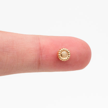 10pcs Gold Sun Flower Spacer Beads 6mm, Real Gold plated Brass Spacer Beads (GB-4120)