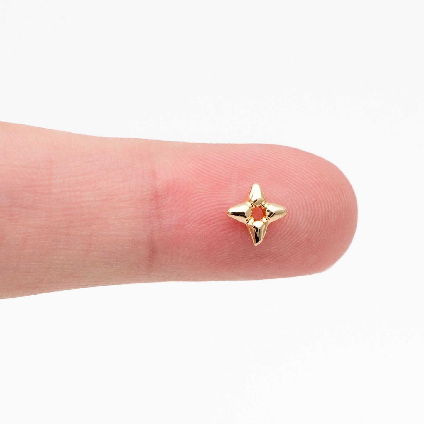 10pcs Gold/ Silver Star Spacer Beads, Gold/ Rhodium plated Brass, Cross Star Beads (GB-4121)