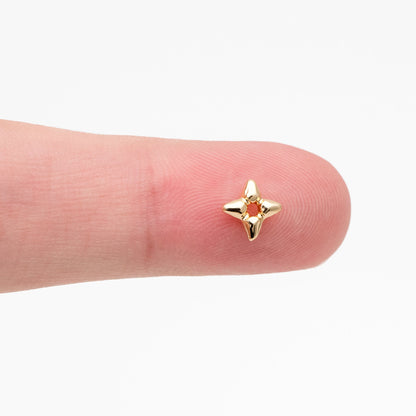 10pcs Gold/ Silver Star Spacer Beads, Gold/ Rhodium plated Brass, Cross Star Beads (GB-4121)