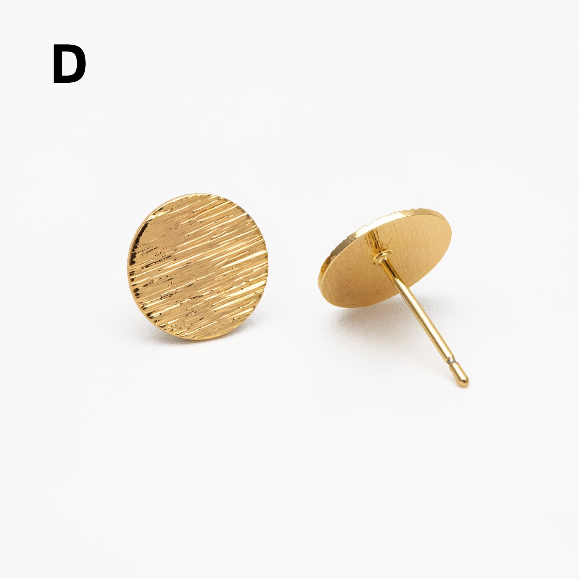 10pcs Gold Brushed Geometric Earrings, Real Gold Plated Brass, Semi Circle/ Triangle/ Square/ Round Earring Studs (GB-4060)