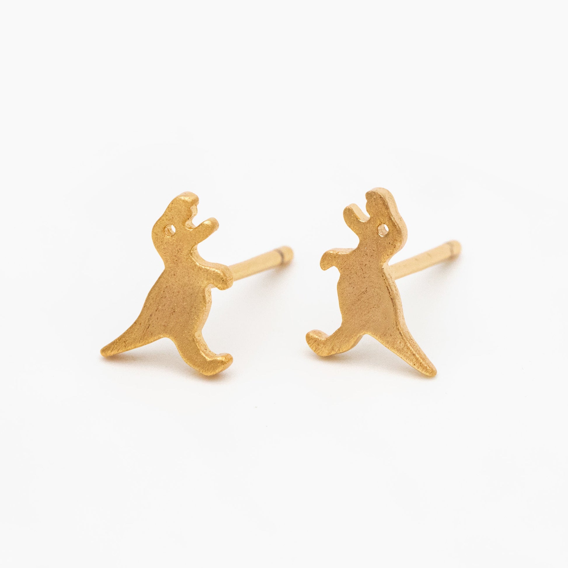 10pcs Gold/ Silver Brushed Dinosaur Earrings 8x9mm, Tiny Stud Earrings (GB-4082)
