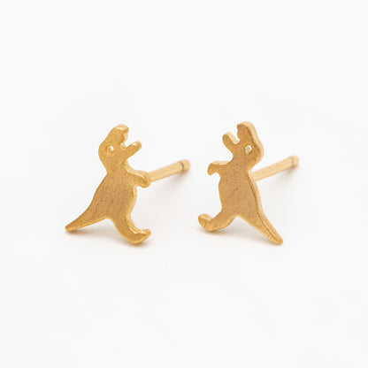 10pcs Gold/ Silver Brushed Dinosaur Earrings 8x9mm, Tiny Stud Earrings (GB-4082)