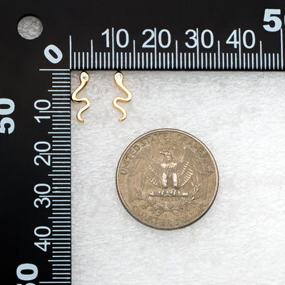 10pcs CZ Pave Gold Snake Earrings 12x5mm, Gold Plated Brass Animal Stud Earrings (GB-4083)