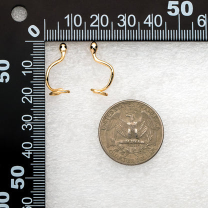 4pcs CZ Pave Gold Snake Earrings, Stud Serpent Climber, Gold Plated Brass Animal Stud Earrings (GB-4088)