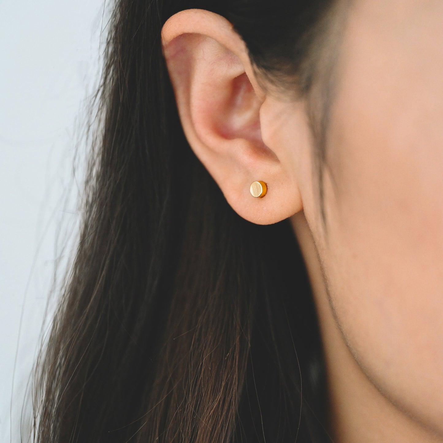 10pcs Gold/ Silver Round Stud Earring 4mm, Minimalist Round Coin Ear Posts (GB-3317)