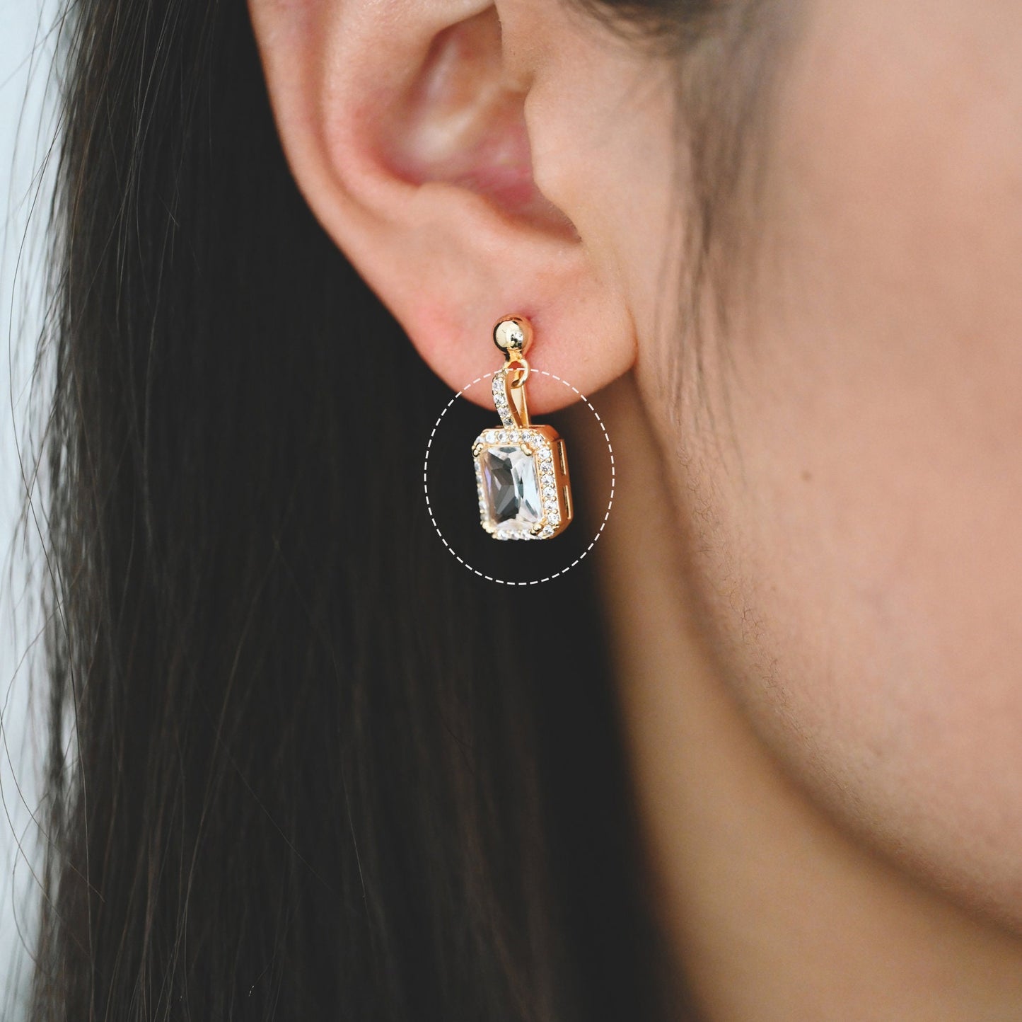 4pcs CZ Pave Gold Rectangle Charm, Glass Paved Pendant, Earring Findings, Jewelry Making, Jewelry Supplies (GB-3007)