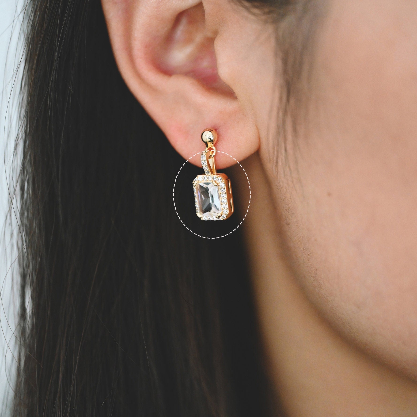 4pcs CZ Pave Gold Rectangle Charm, Glass Paved Pendant, Earring Findings, Jewelry Making, Jewelry Supplies (GB-3007)