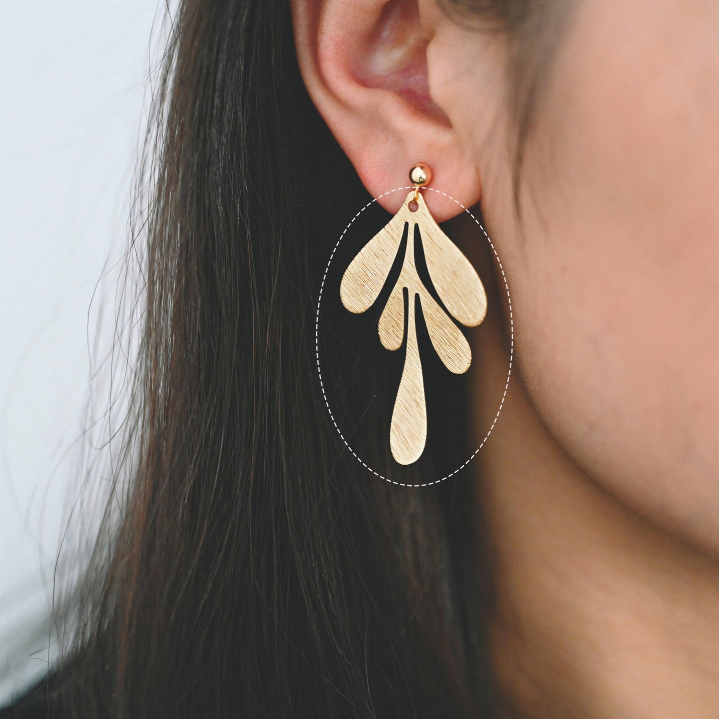 10pcs Gold Brushed Leaf Charm 46x27mm, Real Gold plated Brass, Lead Nickel Free (GB-467-B)