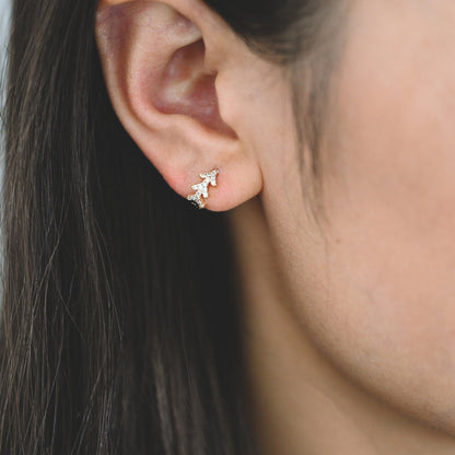 4pcs CZ Pave Arrow Hoop Earrings 10mm, Huggie Earrings, Minimalist Earring, Small Gold Hoops Earring (GB-3482)