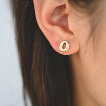 10pcs Gold Oval Hoop Ear Posts, Oval Circle Stud Earrings, DIY Earring Findings (GB-2211)