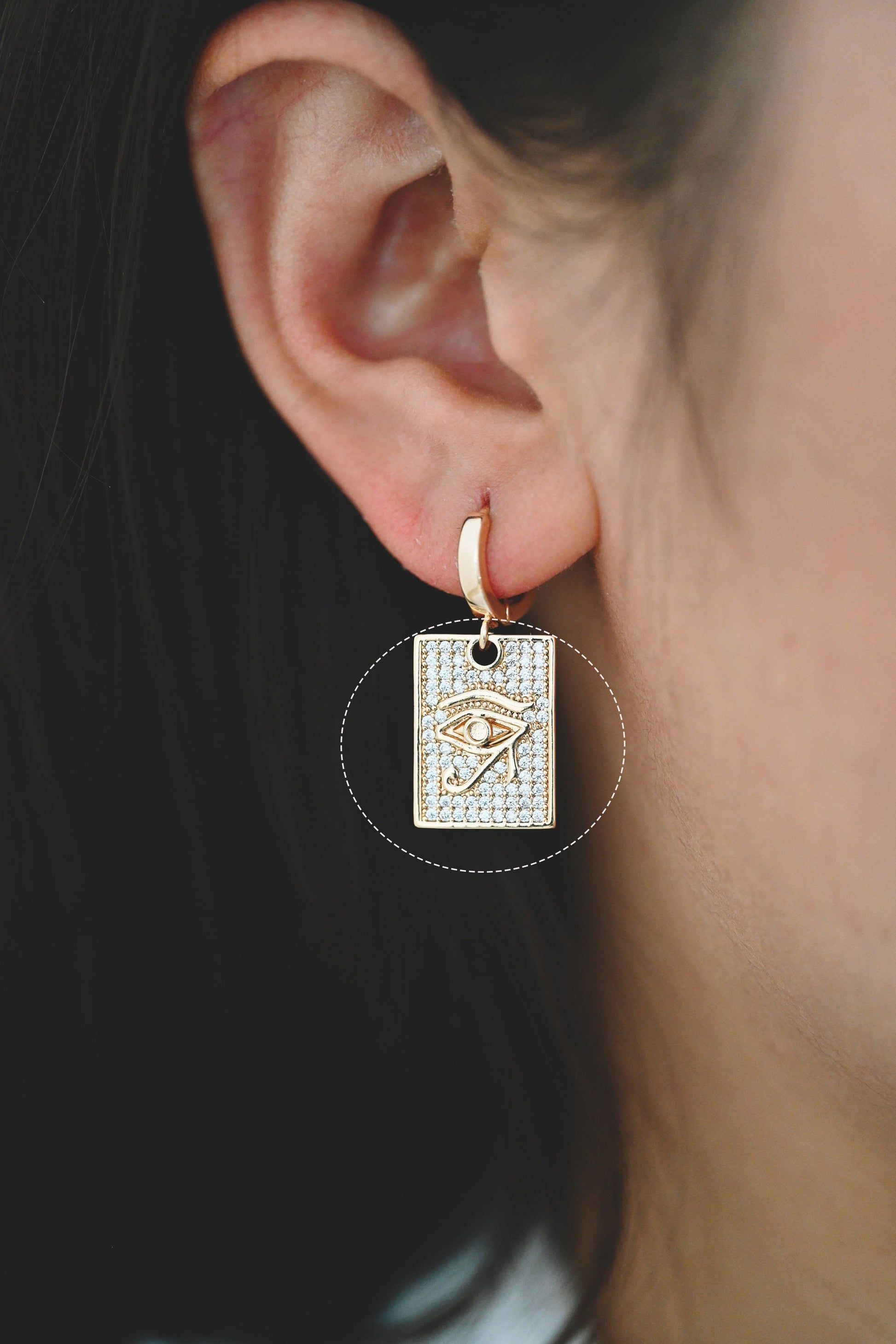 4pcs CZ Pave Evil Eye Rectangle Charm Pendant, Jewelry Making, Diy Material, Jewelry Supplies (GB-1527-D)