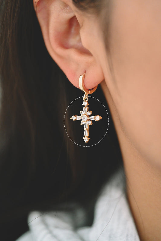 4pcs Cubic Cross Pendant, CZ Pendant, Jesus Pendant, Earrings pendant, Bracelet Charm, Necklace Pendant (GB-2731-G)