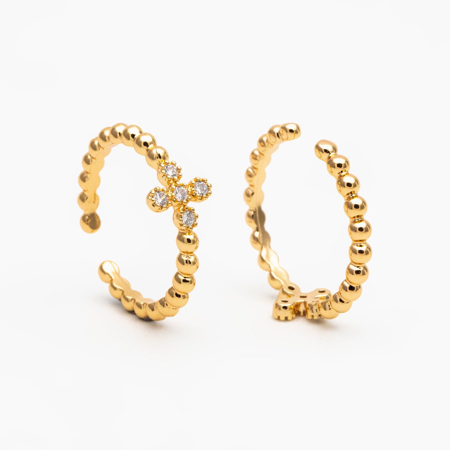 4pcs CZ Pave Gold Cross Ring, Modern Style Ring, Fashion Rings, Dainty Rings, Adjustable Ring (#GB-4092)