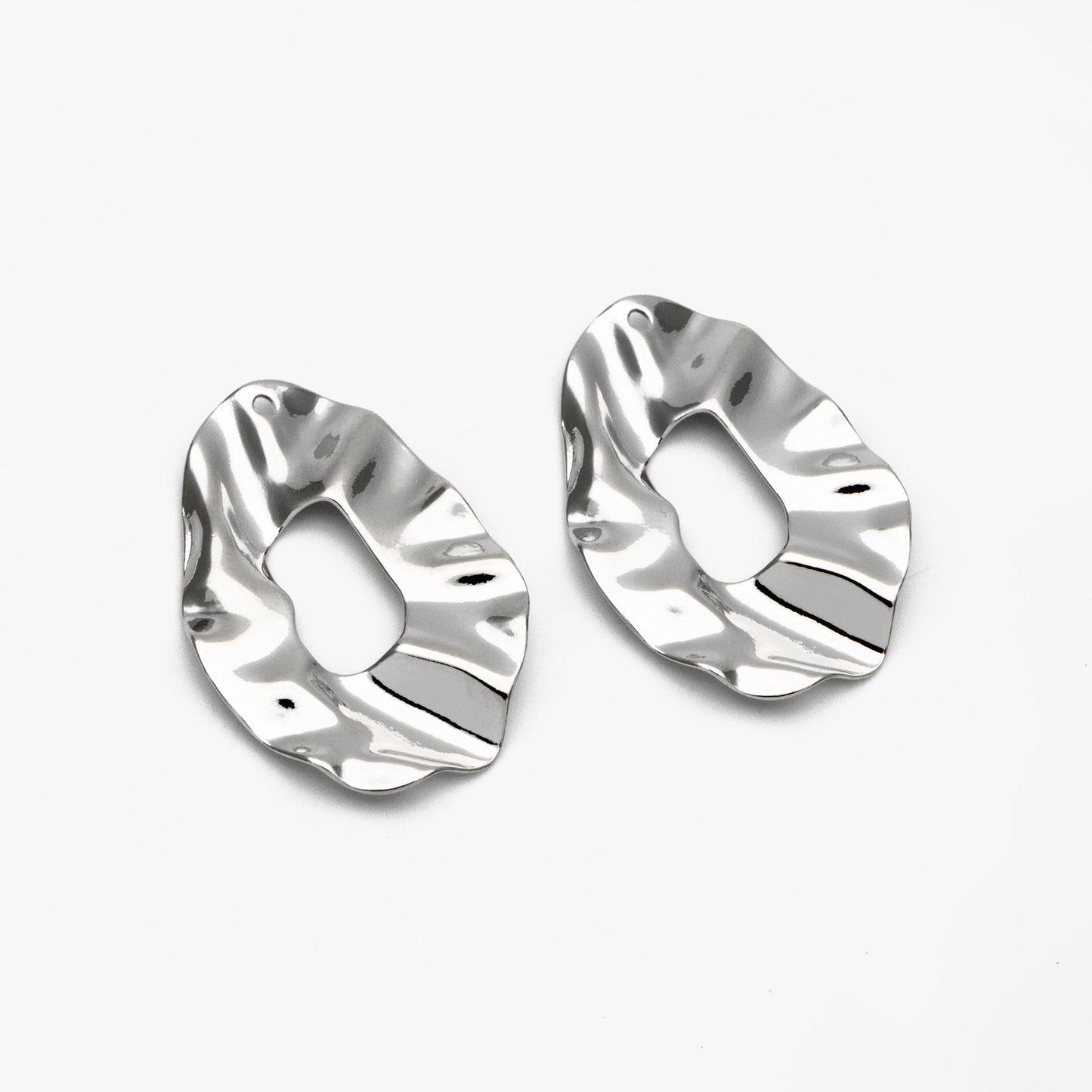 10pcs Gold/ Silver Hammered Disc Oval Charms 33x22mm, Gold/ Rhodium plated Brass Irregular Hammered Charms (GB-402-F)