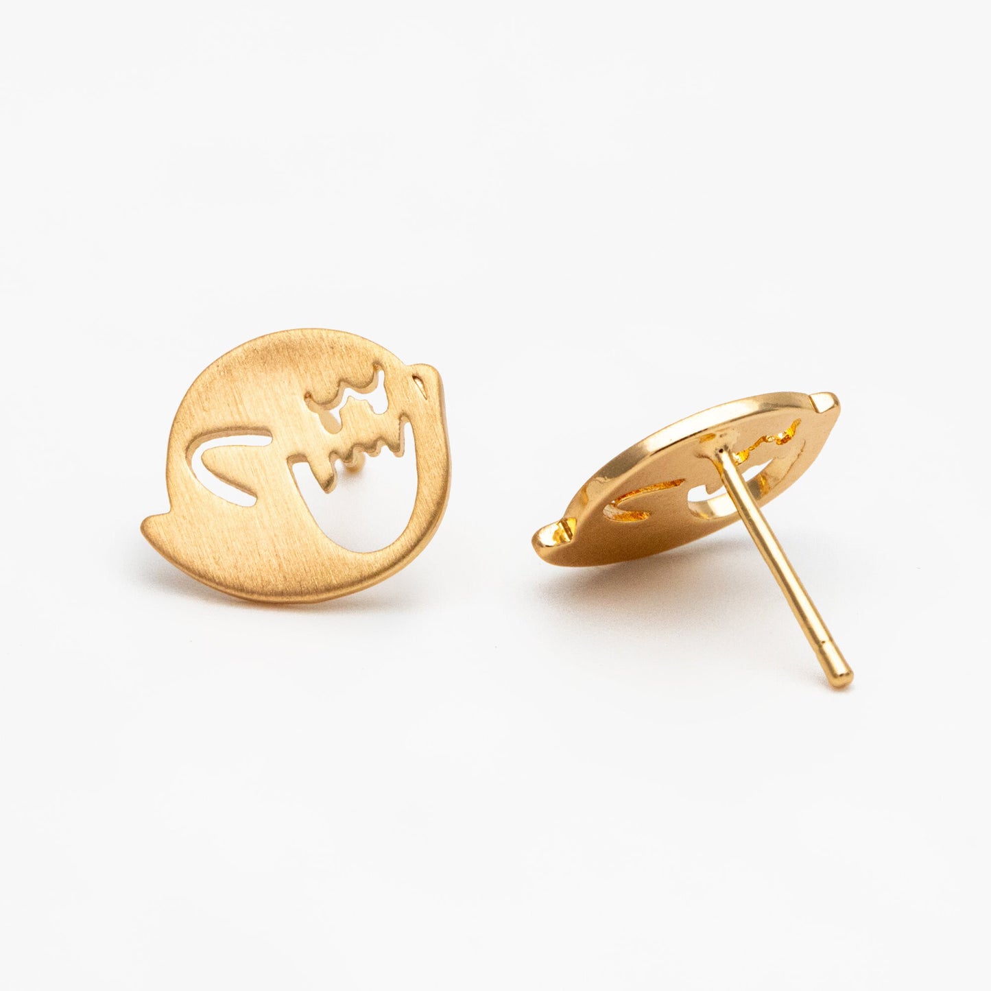 10pcs Gold Ghost Earrings 11x13mm, Gold Plated Brass Minimalist Stud Earrings (GB-3312-C)