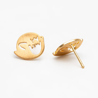 10pcs Gold Ghost Earrings 11x13mm, Gold Plated Brass Minimalist Stud Earrings (GB-3312-C)