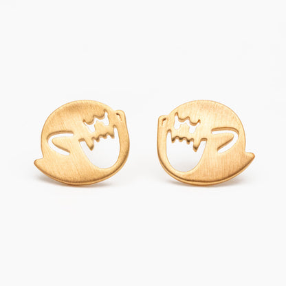 10pcs Gold Ghost Earrings 11x13mm, Gold Plated Brass Minimalist Stud Earrings (GB-3312-C)