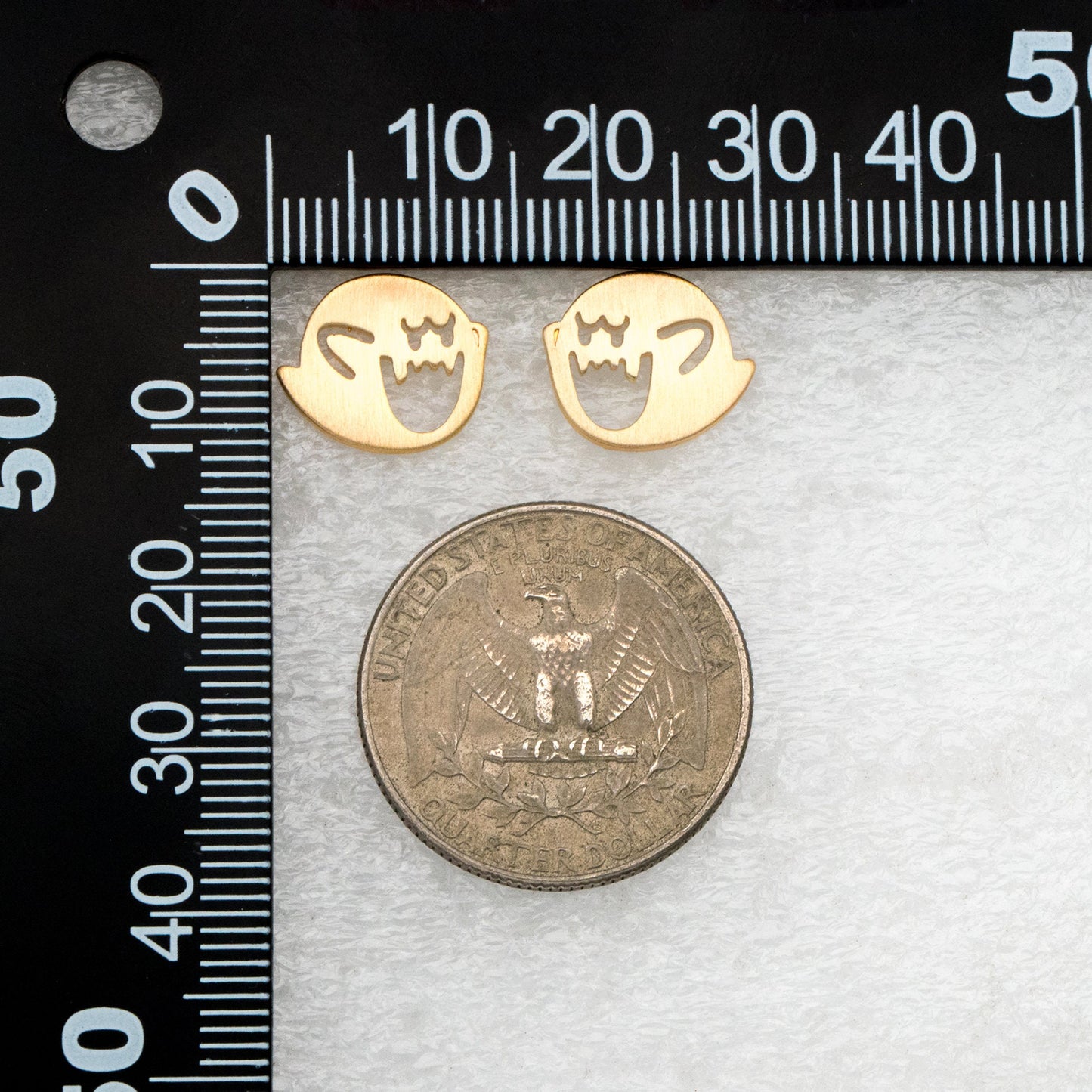 10pcs Gold Ghost Earrings 11x13mm, Gold Plated Brass Minimalist Stud Earrings (GB-3312-C)