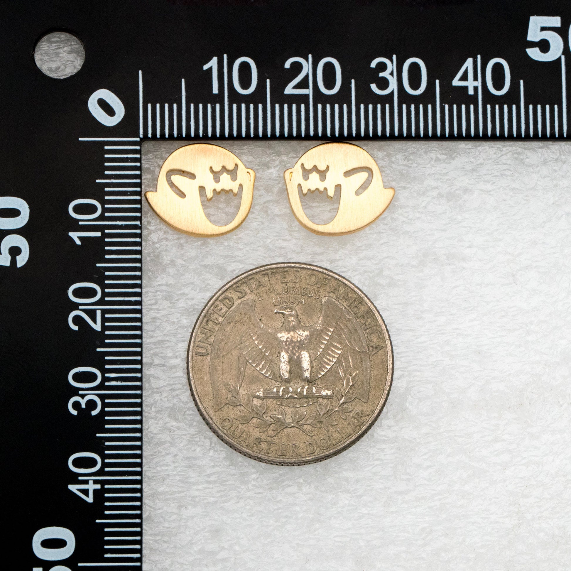 10pcs Gold Ghost Earrings 11x13mm, Gold Plated Brass Minimalist Stud Earrings (GB-3312-C)