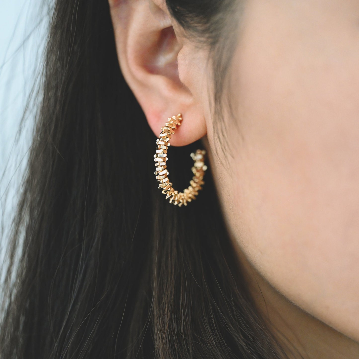 4pcs Gold Plated Beaded Hoop Earrings: 30mm Leverback Earwire Findings (GB-3092)