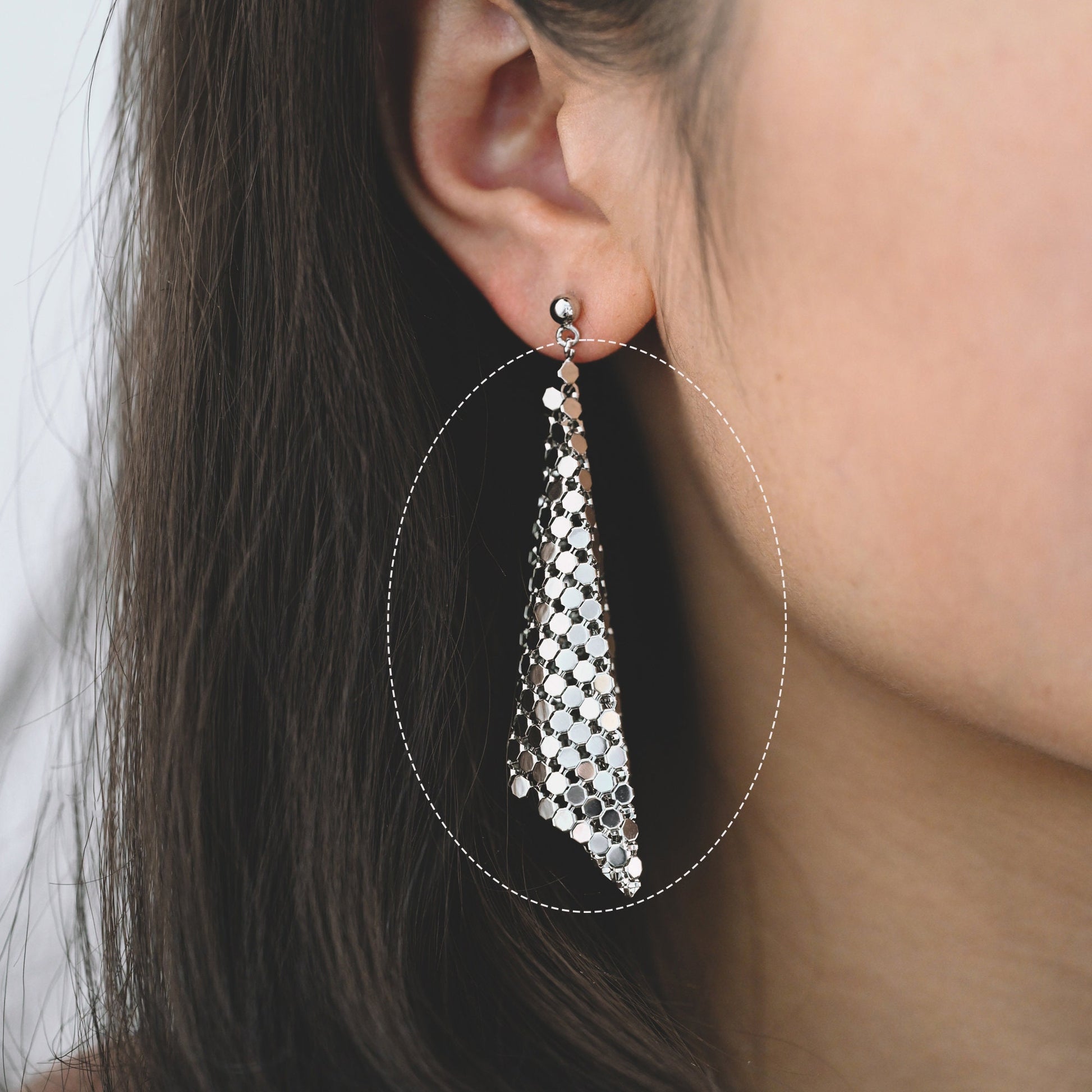 4pcs Gold/ Silver Tone Square Mesh Drop Charms 65mm, Metal Dangle Dangly Flowy Lightweight Earring Charm (GB-3142)