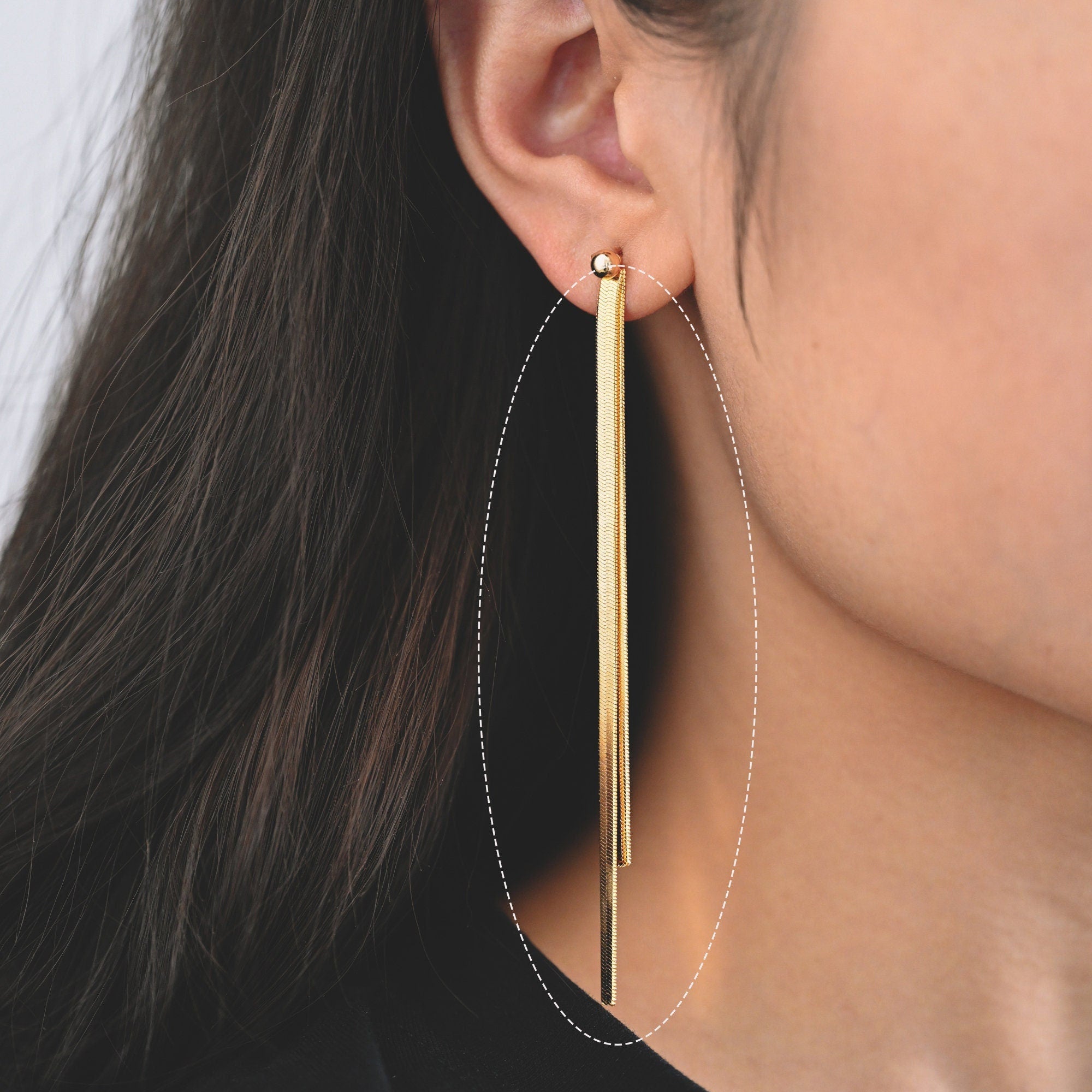 4pcs Gold Earring Charms 10cm, Gold plated Brass Chain Tassel Pendants, Earring Charm Pendants (GB-3523-C)