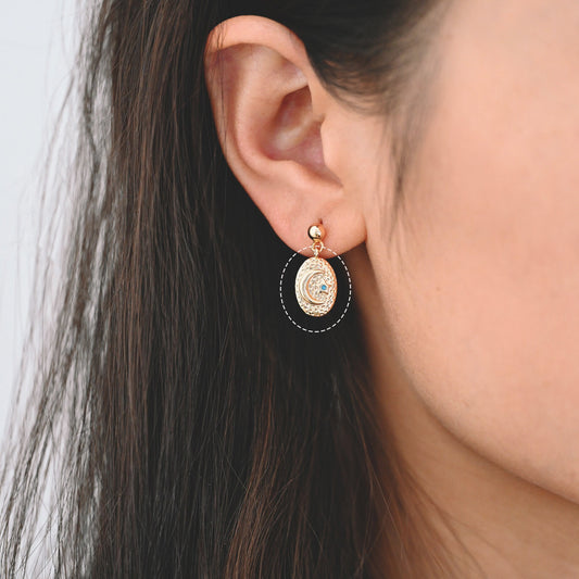 4pcs Gold Oval Moon Star Charms, Earring Findings, Jewelry Making, Diy Material, Jewelry Supplies (GB-2433-E)