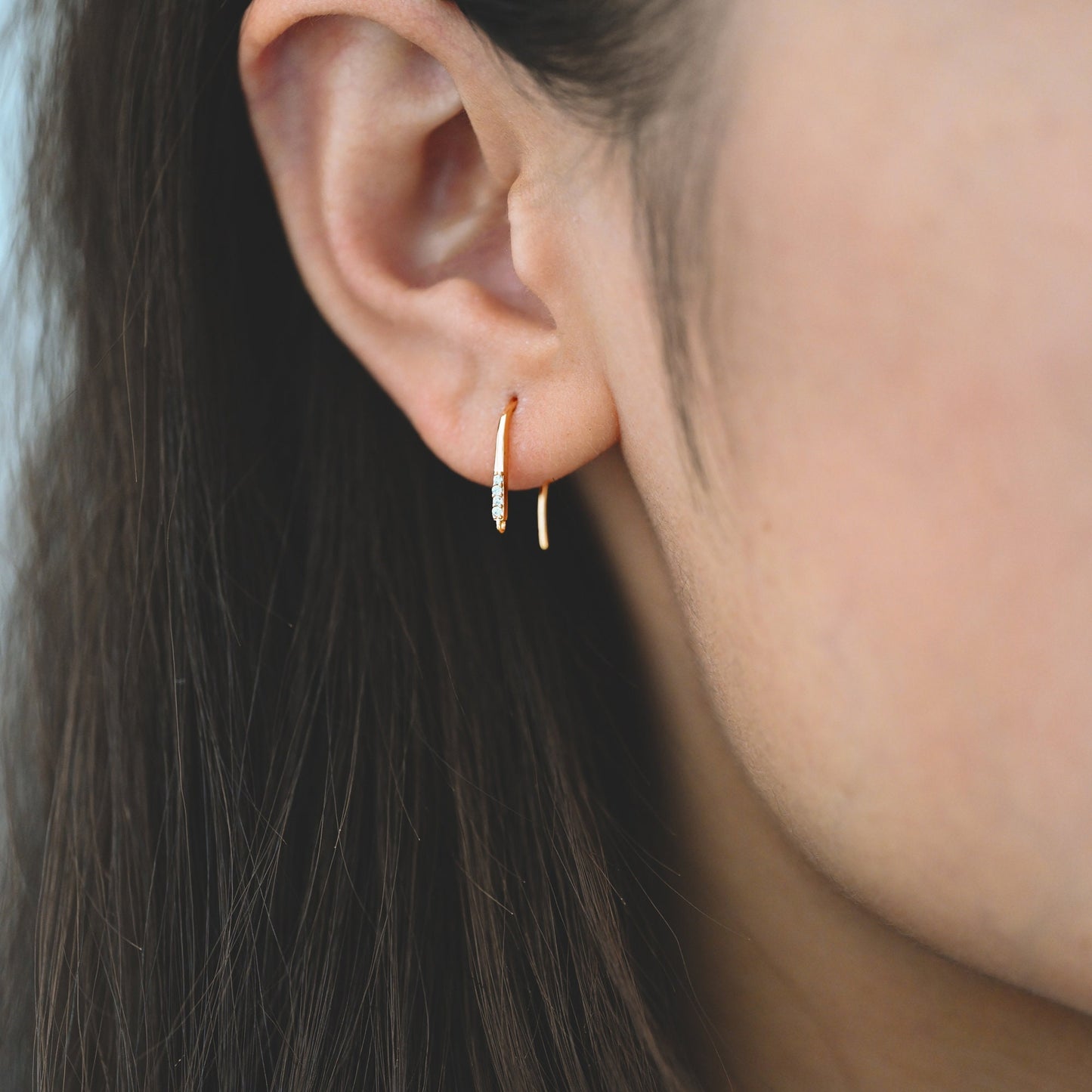 10pcs CZ Pave Gold Earring Hooks, 18K Gold plated Brass Earwires, Shiny Earring Components Wholesale (GB-3207)