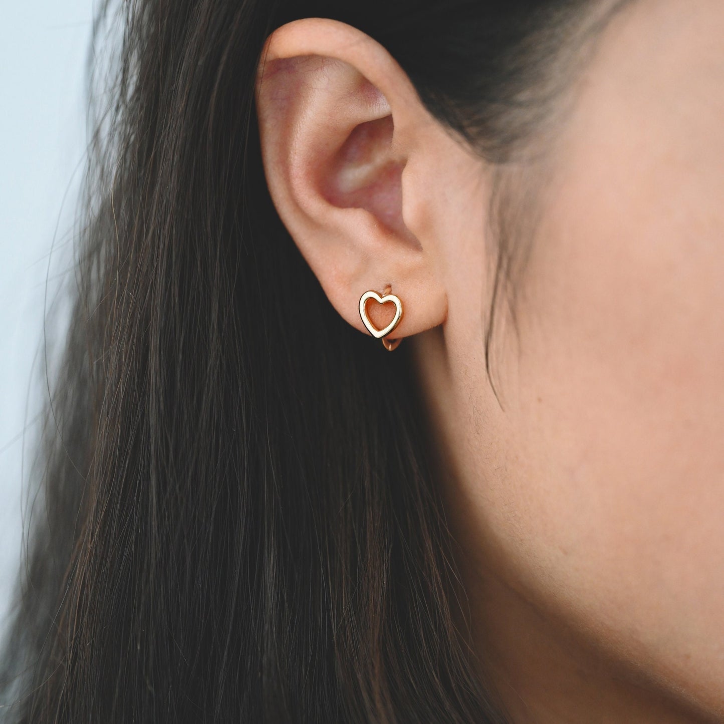 10pcs Gold Heart Hoop Earrings, 18K Gold plated Brass, Huggie Earrings, Minimalist Earring, Small Gold Hoops Earring (GB-3208)