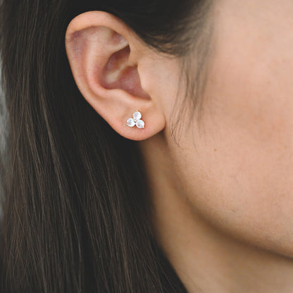 4pcs Gold Flower Stud Earring, Dainty Floral Ear Posts 8mm, CZ pave Tiny Earring Studs (GB-3244)