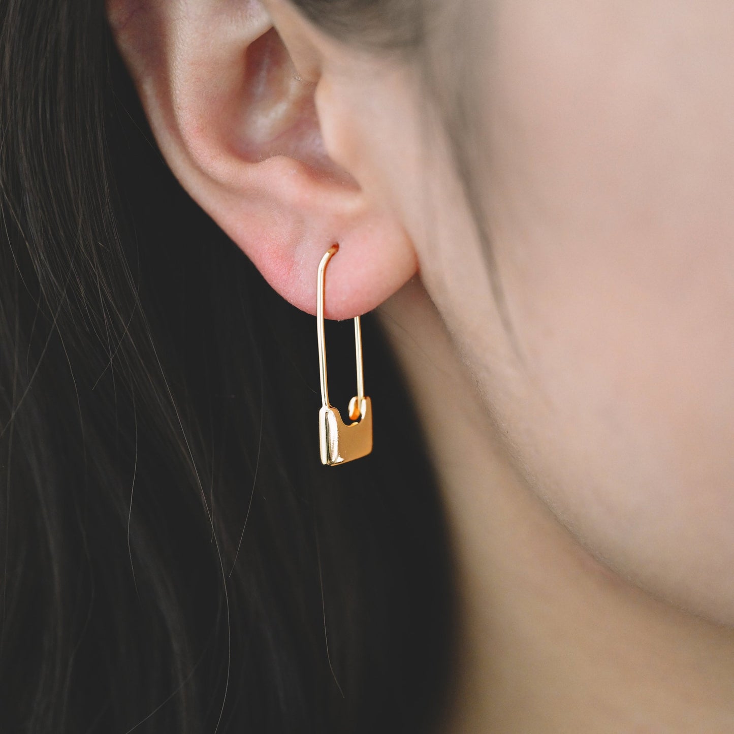 4pcs Gold/ Silver tone Padlock Hoops, Lock Earrings, Safety Pin Hoops, Geometric Hoops, Dainty Earrings, Minimalist Hoops (GB-1781)