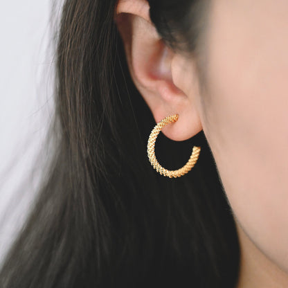 10pcs Gold/ Silver Earring Studs 23mm, 18K Gold/ Rhodium plated Brass, Round Circle Earring (GB-1798)