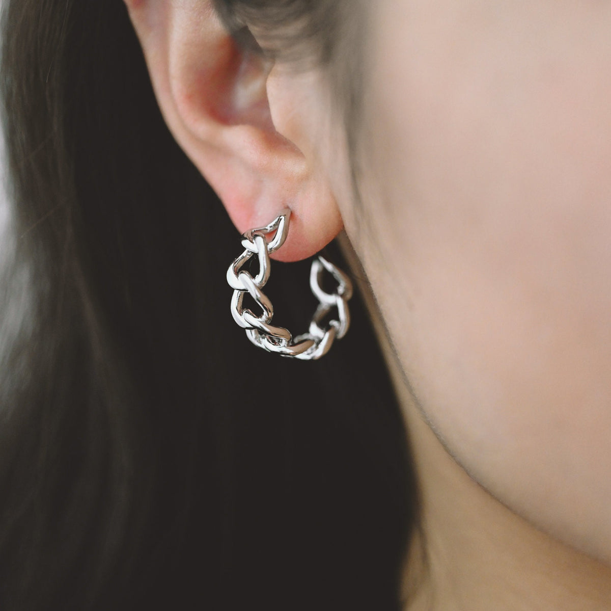 10pcs Chunky Gold/ Silver Hoops, Gold/ Silver Chain Hoops, Thick Hoop Earrings, Twist Hoop Earrings (GB-1801)