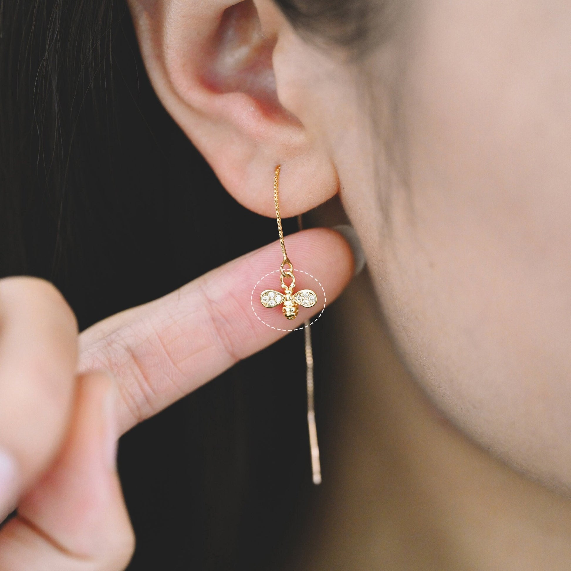 10pcs CZ Pave Bee Charm 10x8mm, 18K Gold Plated Brass, Bee Pendants (GB-3093-D)