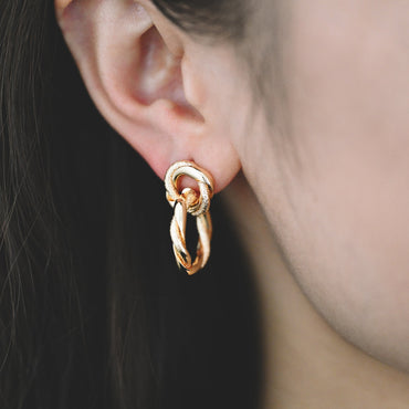 4pcs Gold Circle Hoops, Gold Hoop Earrings, Chunky Hoops, Twist Hoop Earrings (GB-1816)