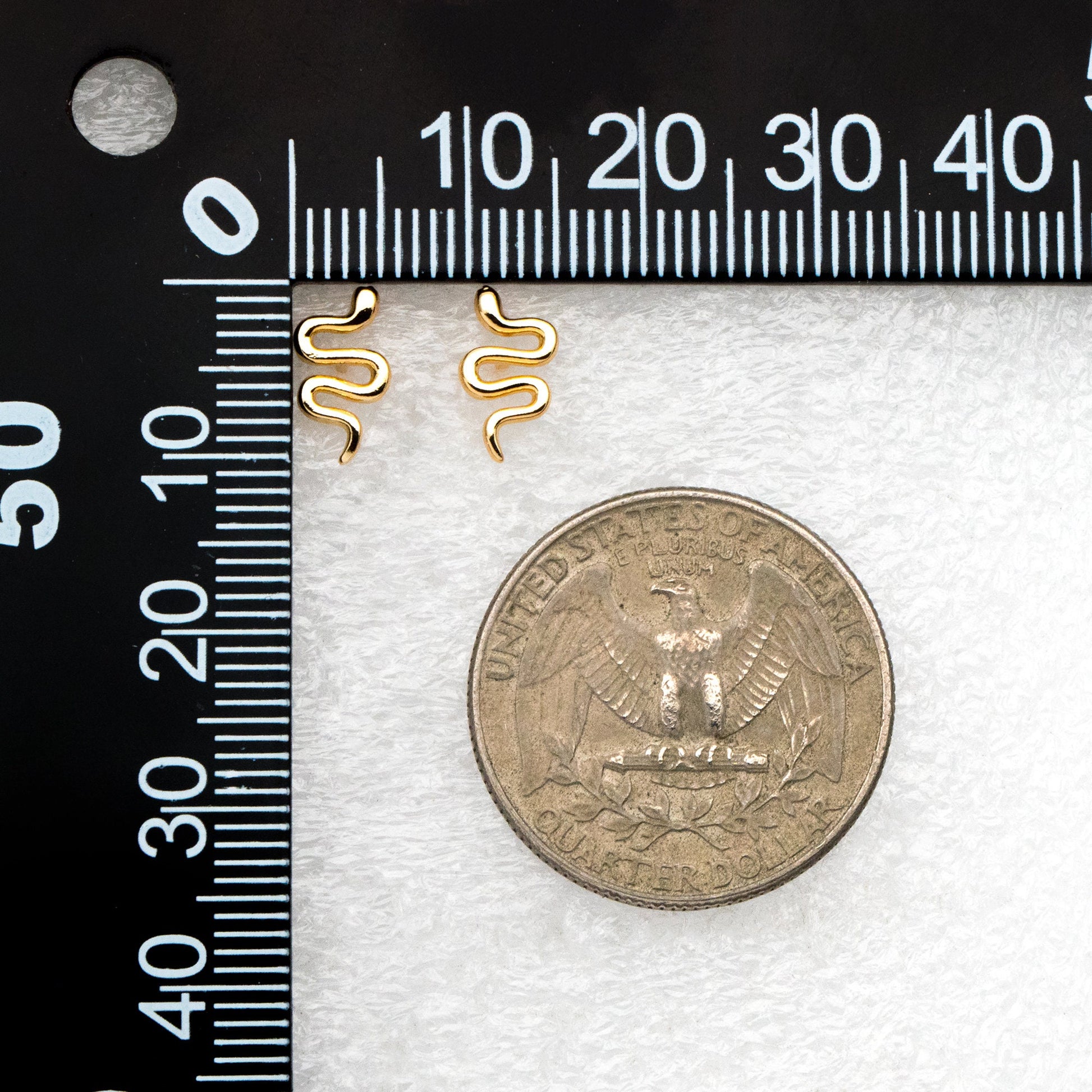 10pcs Gold/ Silver Snake Earrings 6x10mm, Gold/ Rhodium Plated Brass, Minimalist Snake Stud Earrings (GB-4076)