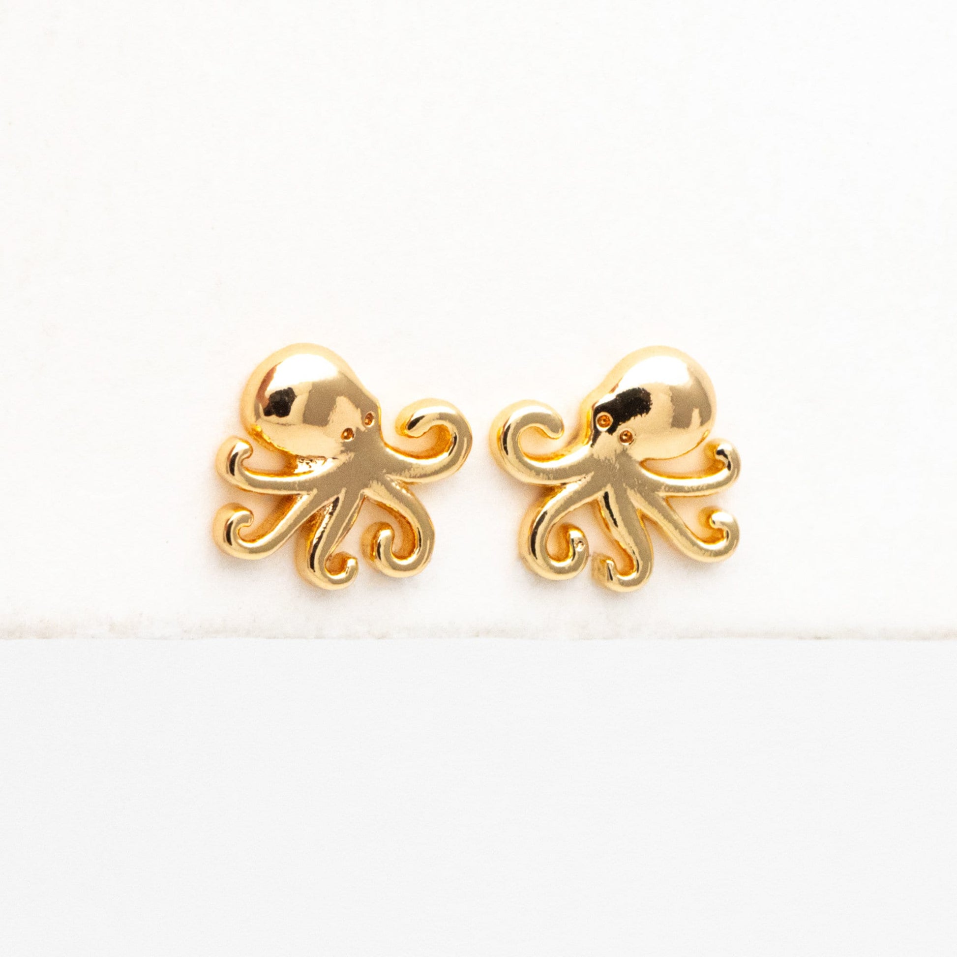 10pcs Gold/ Silver Octopus Earrings, Gold/ Rhodium plated Brass, Cute Ocean Stud Earrings (GB-4460-J)