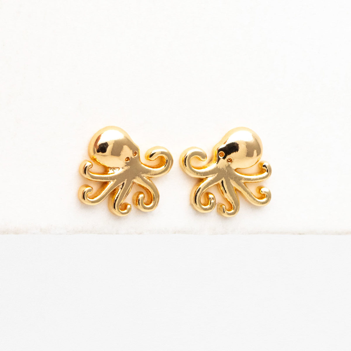 10pcs Gold/ Silver Octopus Earrings, Gold/ Rhodium plated Brass, Cute Ocean Stud Earrings (GB-4460-J)