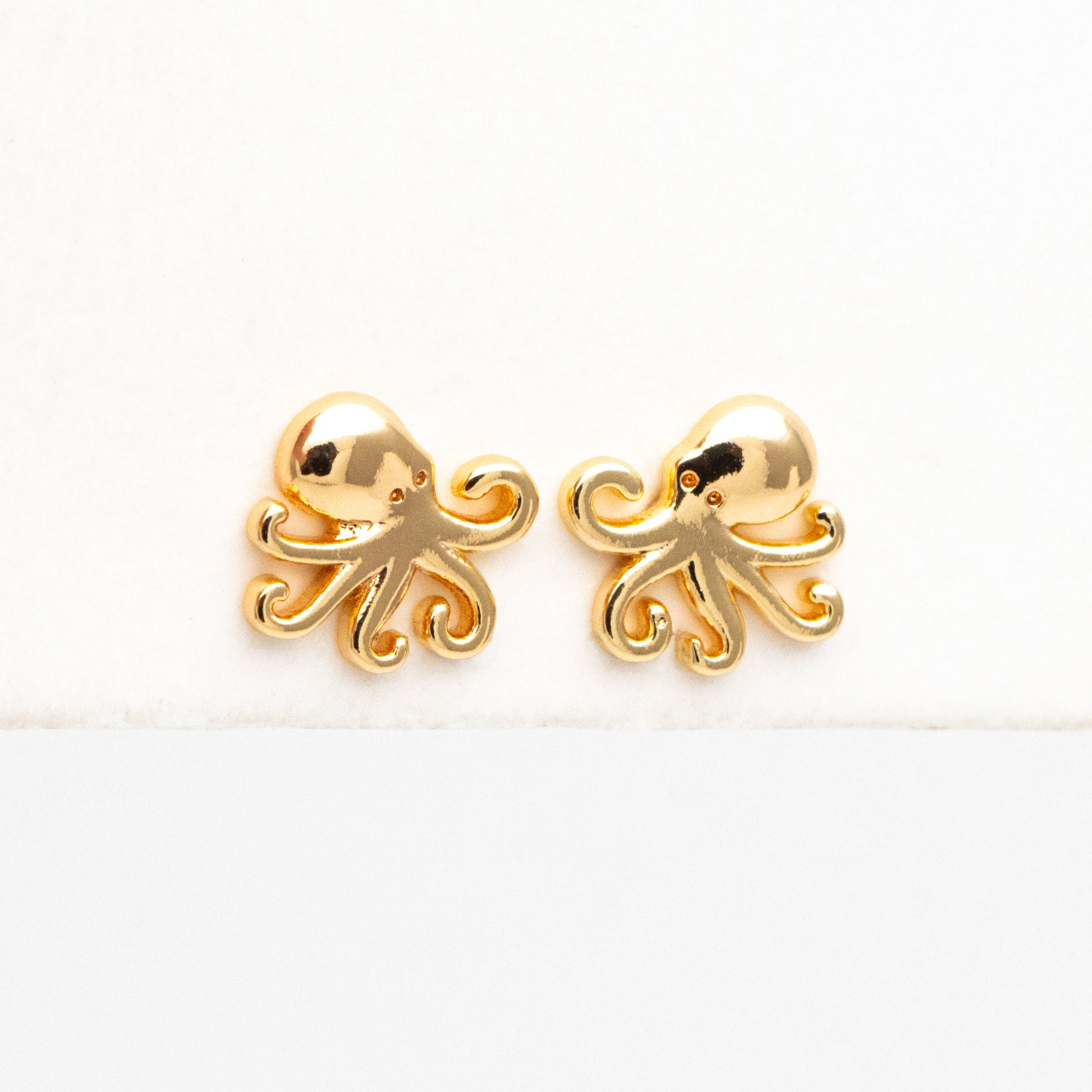 10pcs Gold/ Silver Octopus Earrings, Gold/ Rhodium plated Brass, Cute Ocean Stud Earrings (GB-4077)