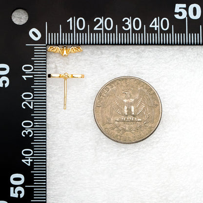 10pcs Gold Bat Earrings 4x13mm, Gold Plated Brass Bat Stud Earrings (GB-4110-C)