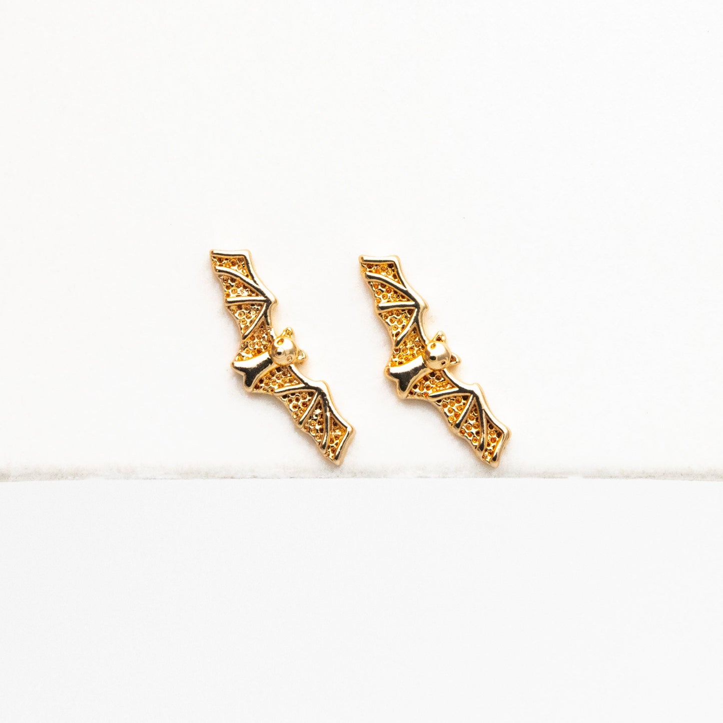 10pcs Gold Bat Earrings 4x13mm, Gold Plated Brass Bat Stud Earrings (GB-4110-C)