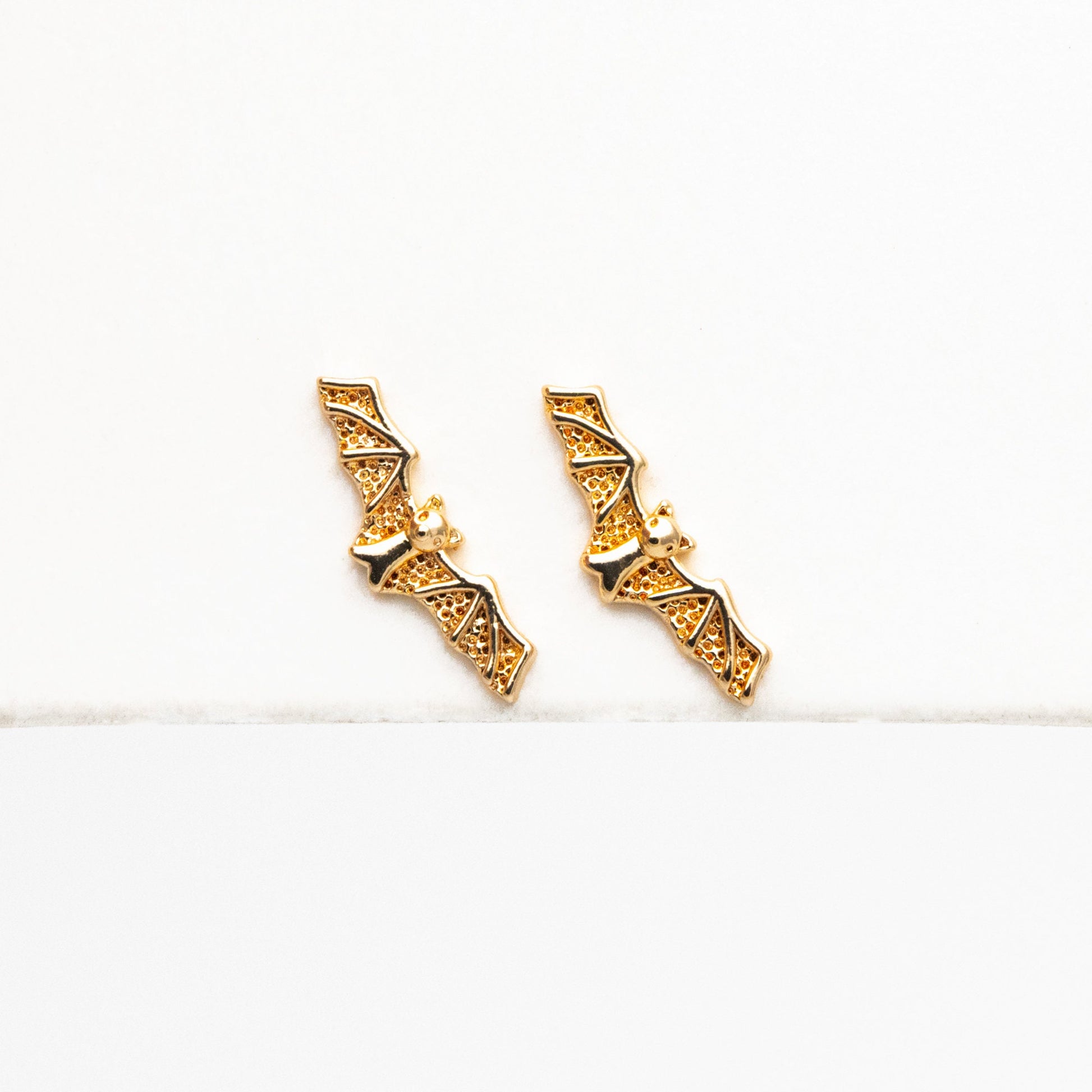 10pcs Gold Bat Earrings 4x13mm, Gold Plated Brass Bat Stud Earrings (GB-4110-C)