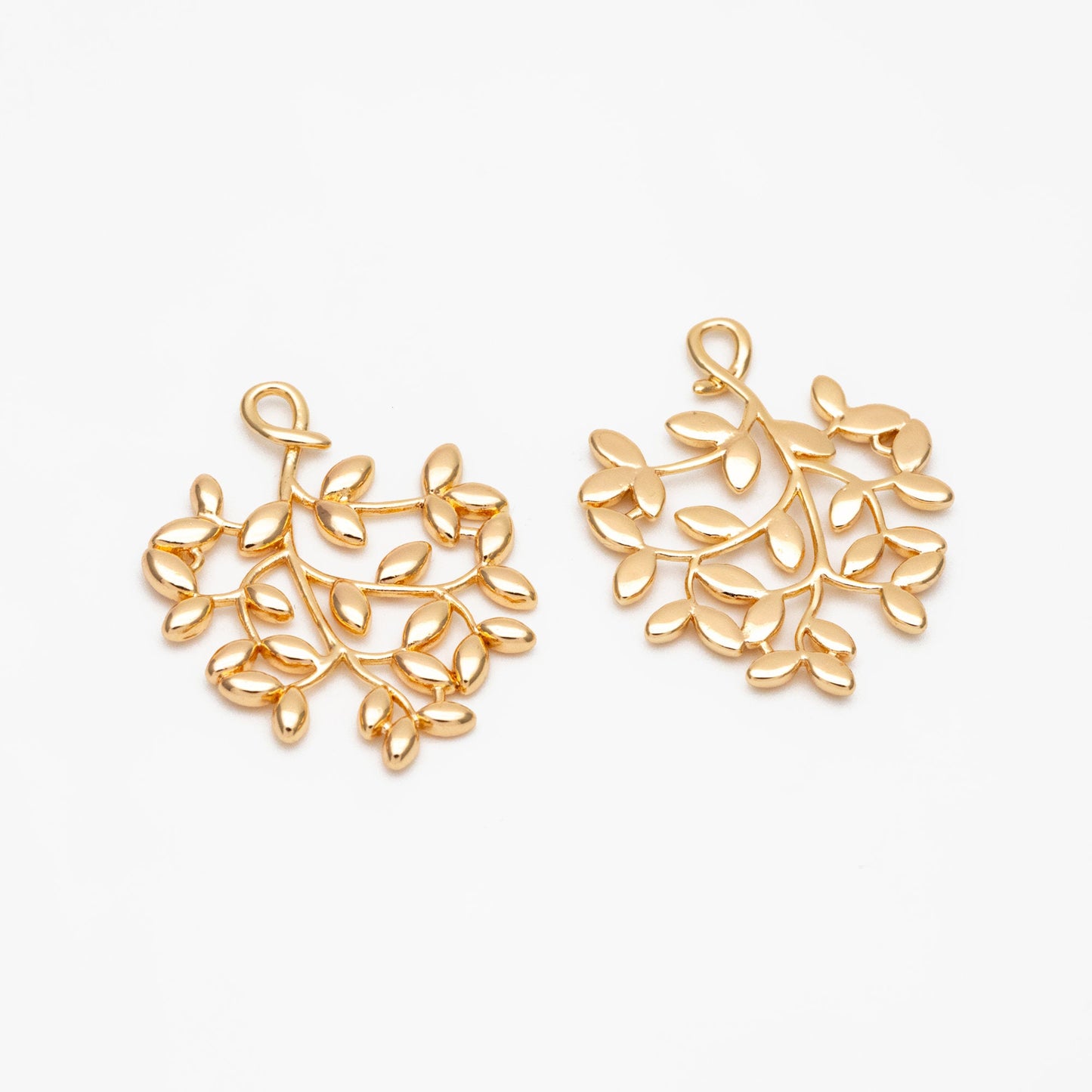 10pcs Gold Leaf Charm, Earring Findings, Jewelry Making, Diy Material, Jewelry Supplies (GB-3770-C)