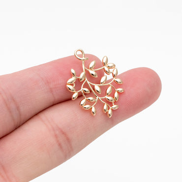 10pcs Gold Leaf Charm, Earring Findings, Jewelry Making, Diy Material, Jewelry Supplies (GB-3770-C)