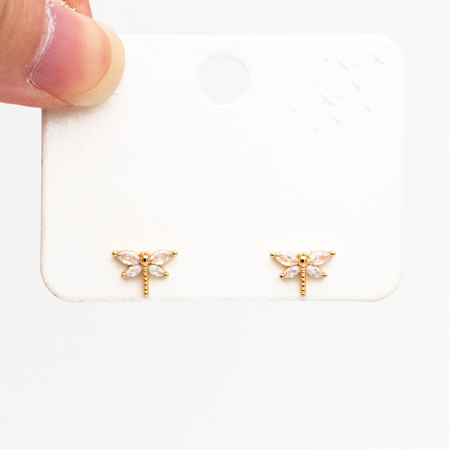 4pcs CZ Pave Gold Dragonfly Earring, Dianty Dragonfly Ear Studs, Jewelry Supplies (GB-4125)