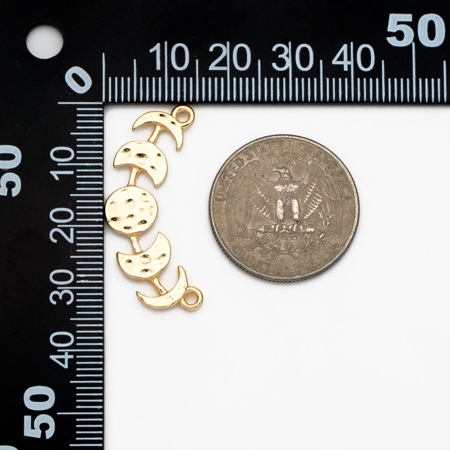 10pcs Gold/ Silver Moon Phases Bar Connectors 32mm, Real Gold/ Rhodium plated Brass Moon Charms (GB-4128)