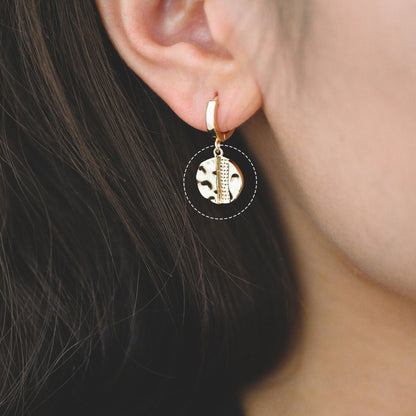 10pcs Hammered Disc Charms 12mm, Gold plated Brass Tags, Round Disk Pendants (GB-2977-C)