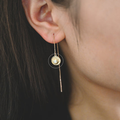 10pcs CZ Pave Gold Eye Charms, Evil Eye Round Disc Pendants (GB-1919)