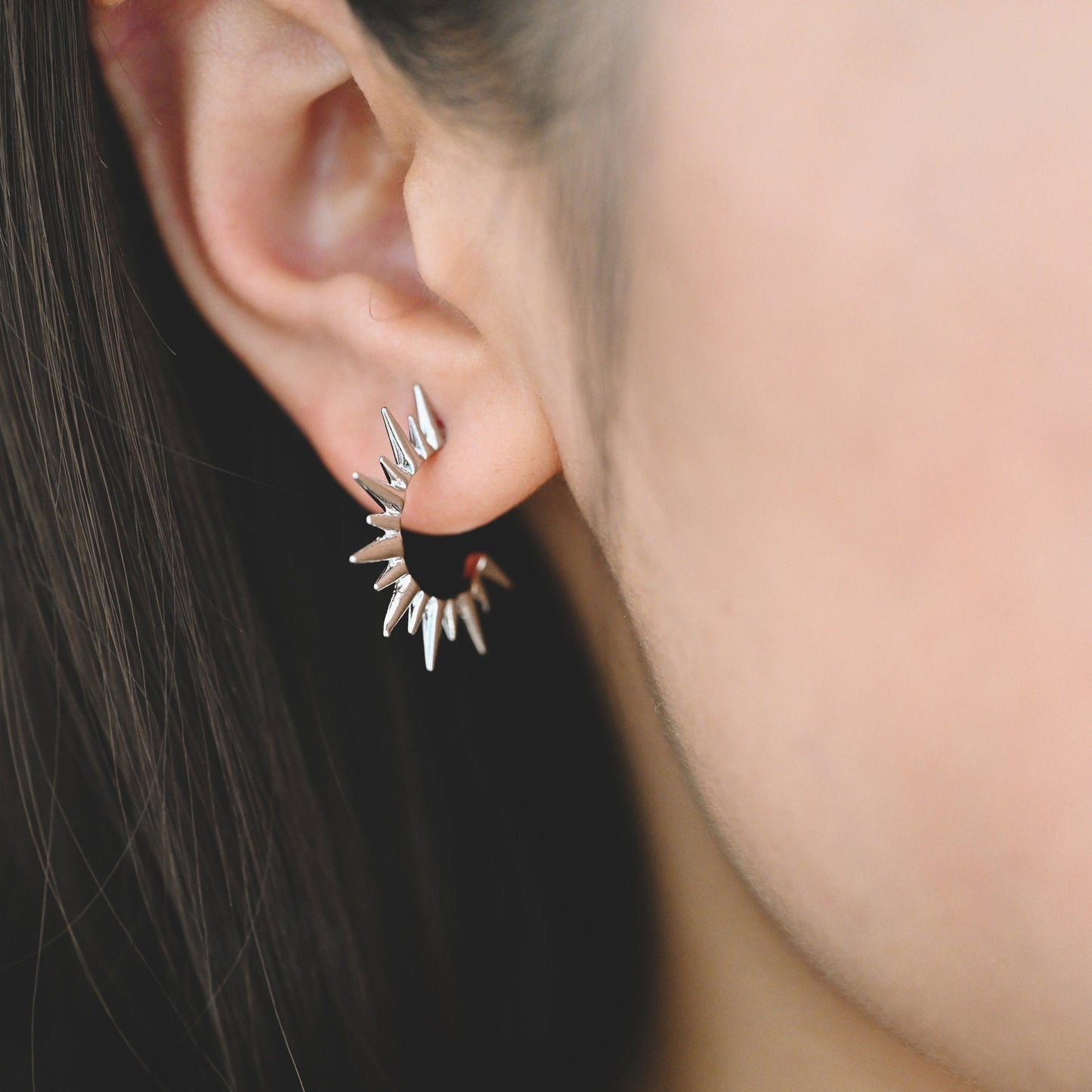 10pcs Gold/ Silver Sun Earrings, Gold Spike Hoops, Spike Earrings, Fashion Hoop, Statement Earring (#GB-1940)